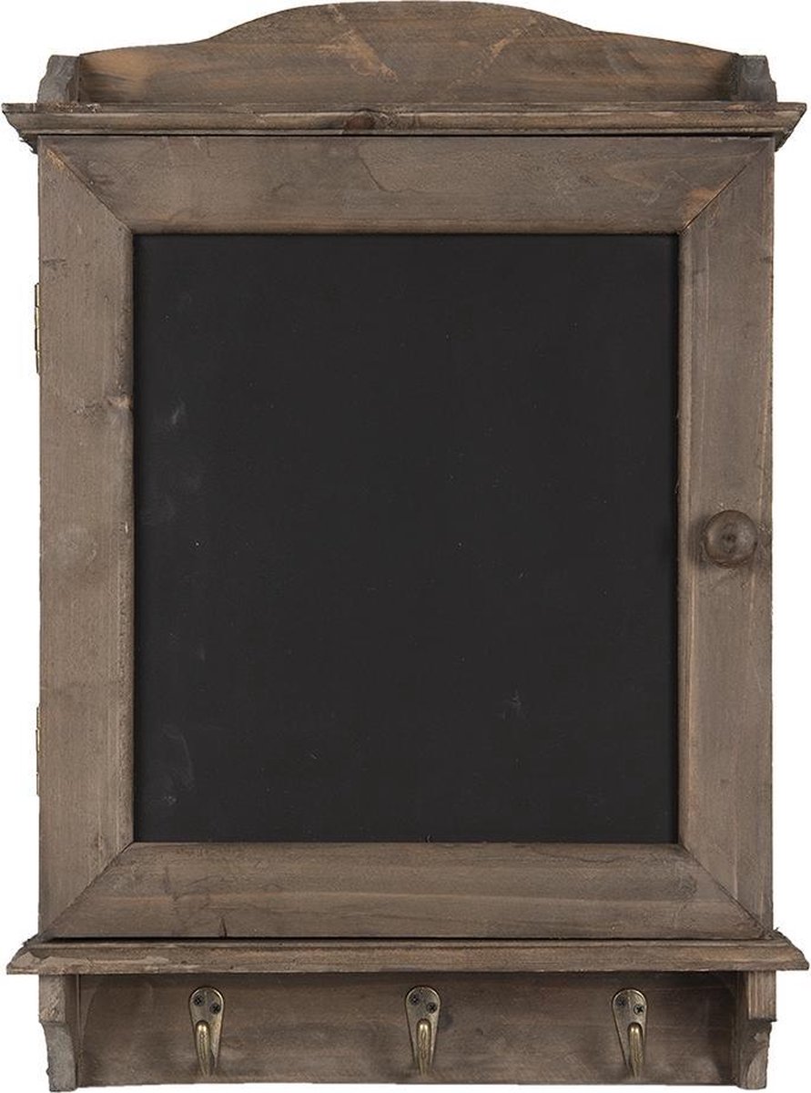 Clayre & Eef Krijtbord Met Haken - 34*8*47 Cm Hout - - 6h1950 - Bruin