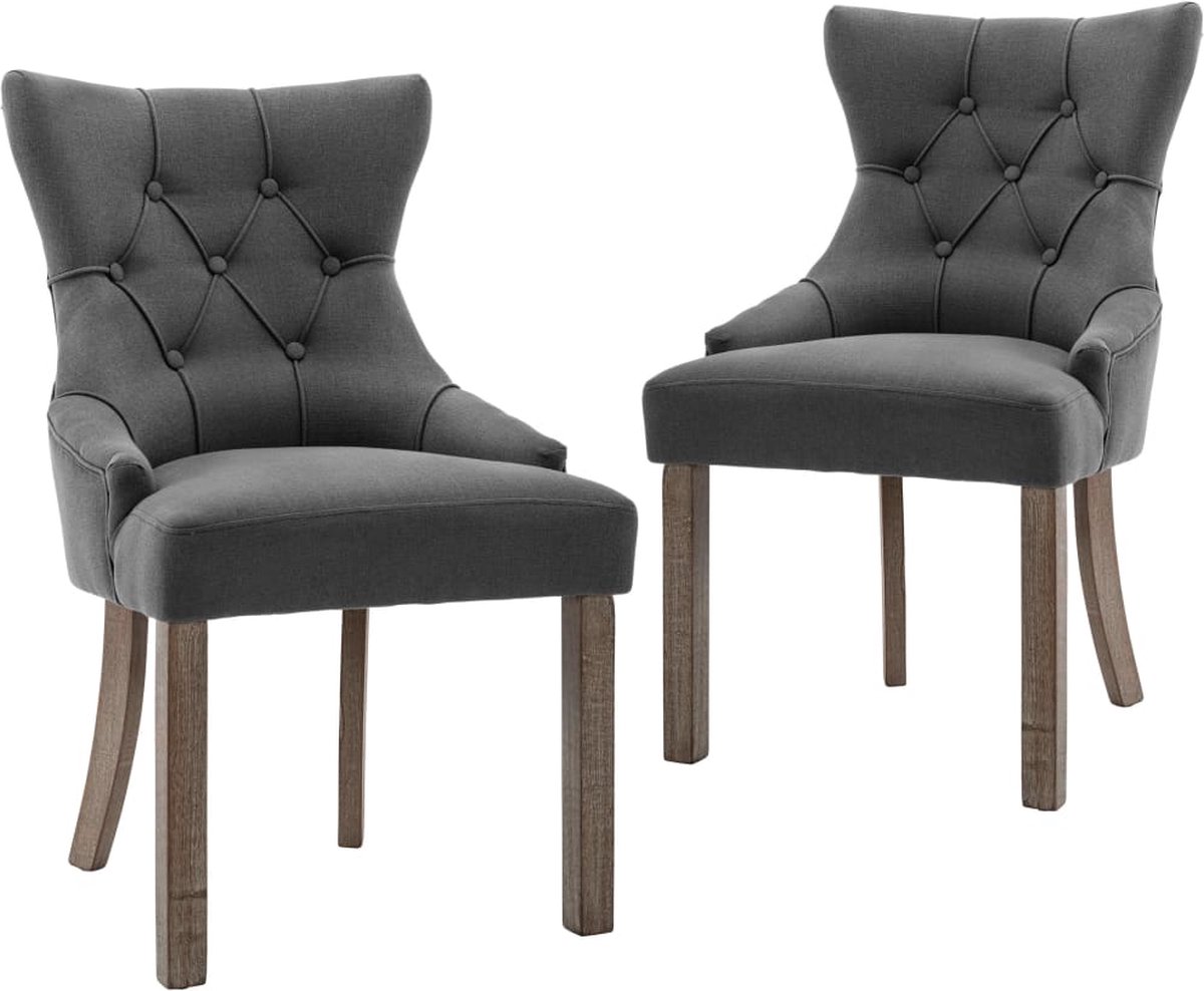 Vidaxl Eetkamerstoelen 2 St Stof - Grijs
