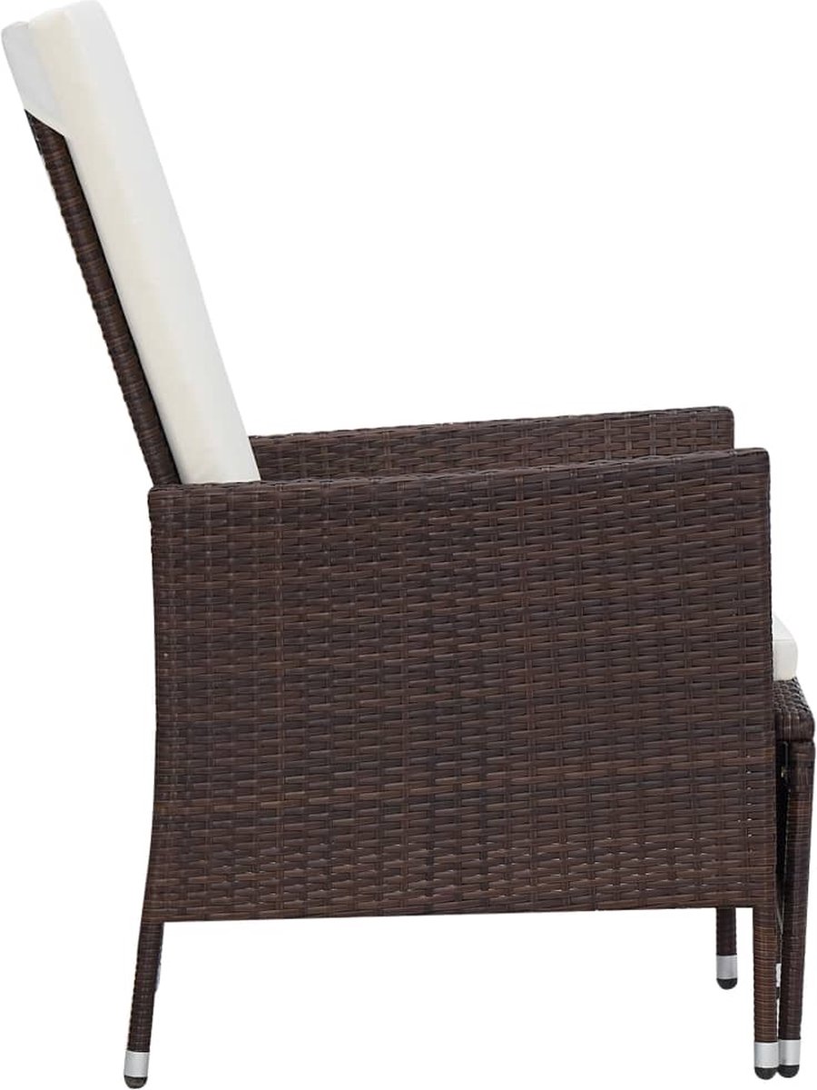 Vidaxl 3-delige Loungeset Met Kussens Poly Rattan - Bruin