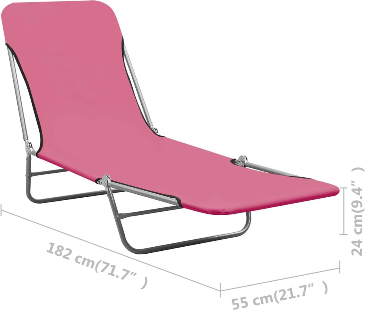 Vidaxl Ligbedden Inklapbaar 2 St Staal En Stof - Roze