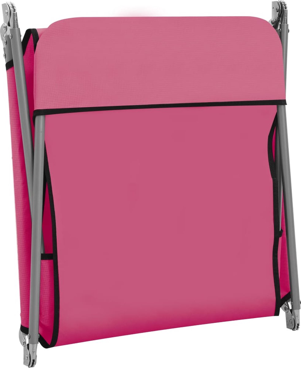 Vidaxl Ligbedden Inklapbaar 2 St Staal En Stof - Roze