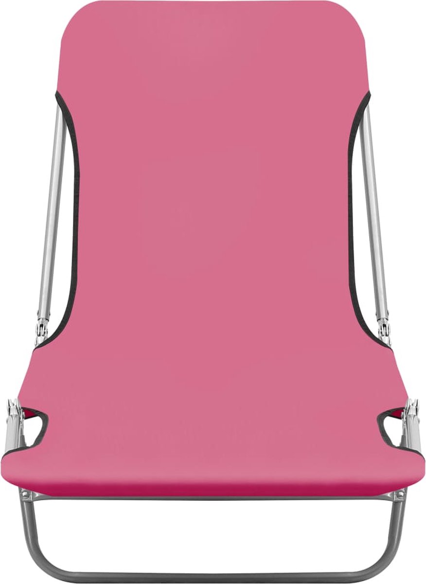 Vidaxl Ligbedden Inklapbaar 2 St Staal En Stof - Roze