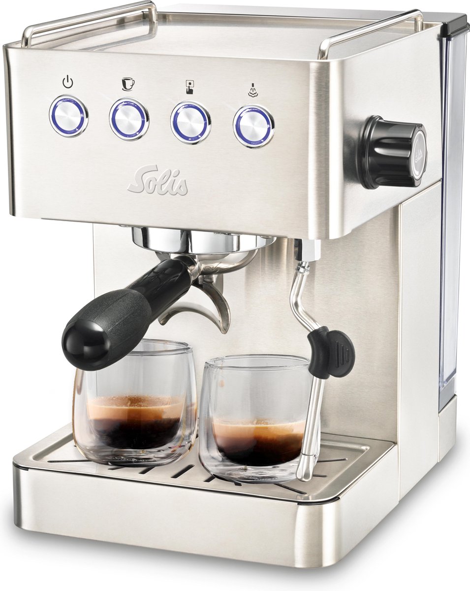 Solis Barista Gran Gusto 1014 Espressomachine - Piston Koffiemachine Met Bonen - Rvs - Silver