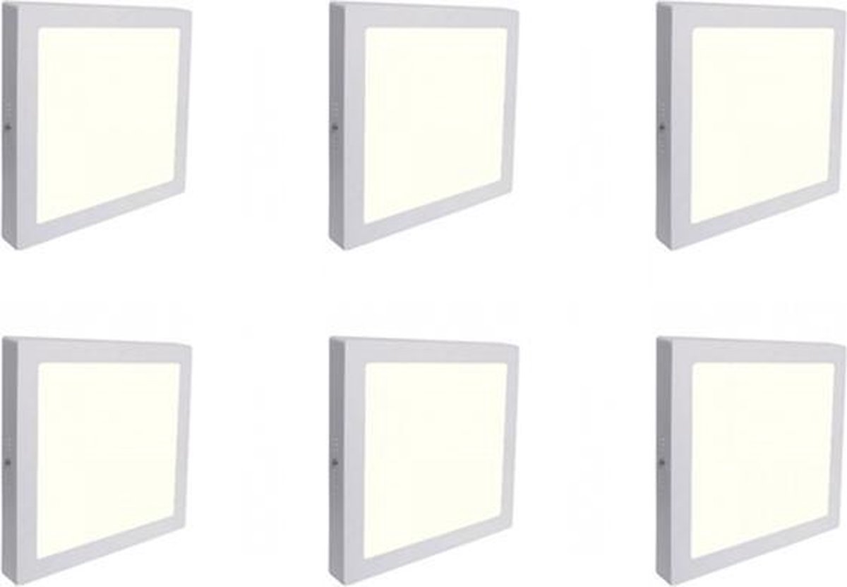 BES LED Led Downlight 6 Pack - Opbouw Vierkant 12w - Natuurlijk 4200k - Mat Aluminium - 170mm - Wit