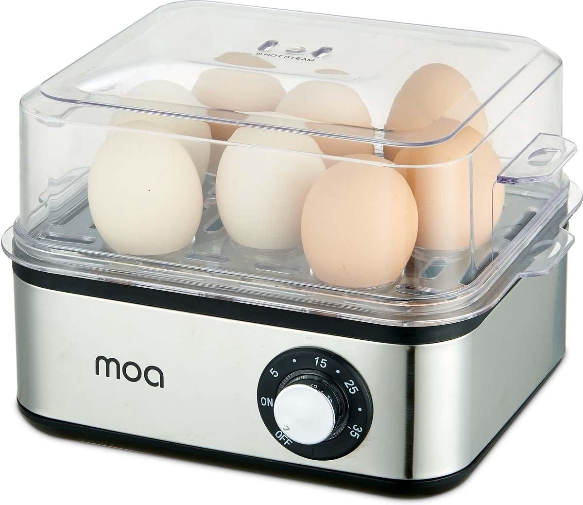 MOA Elektrische Eierkoker Voor 8 Eieren - Met Timer - Voor Een Perfect Ei - 500 Watt En Met Rvs Behuizing