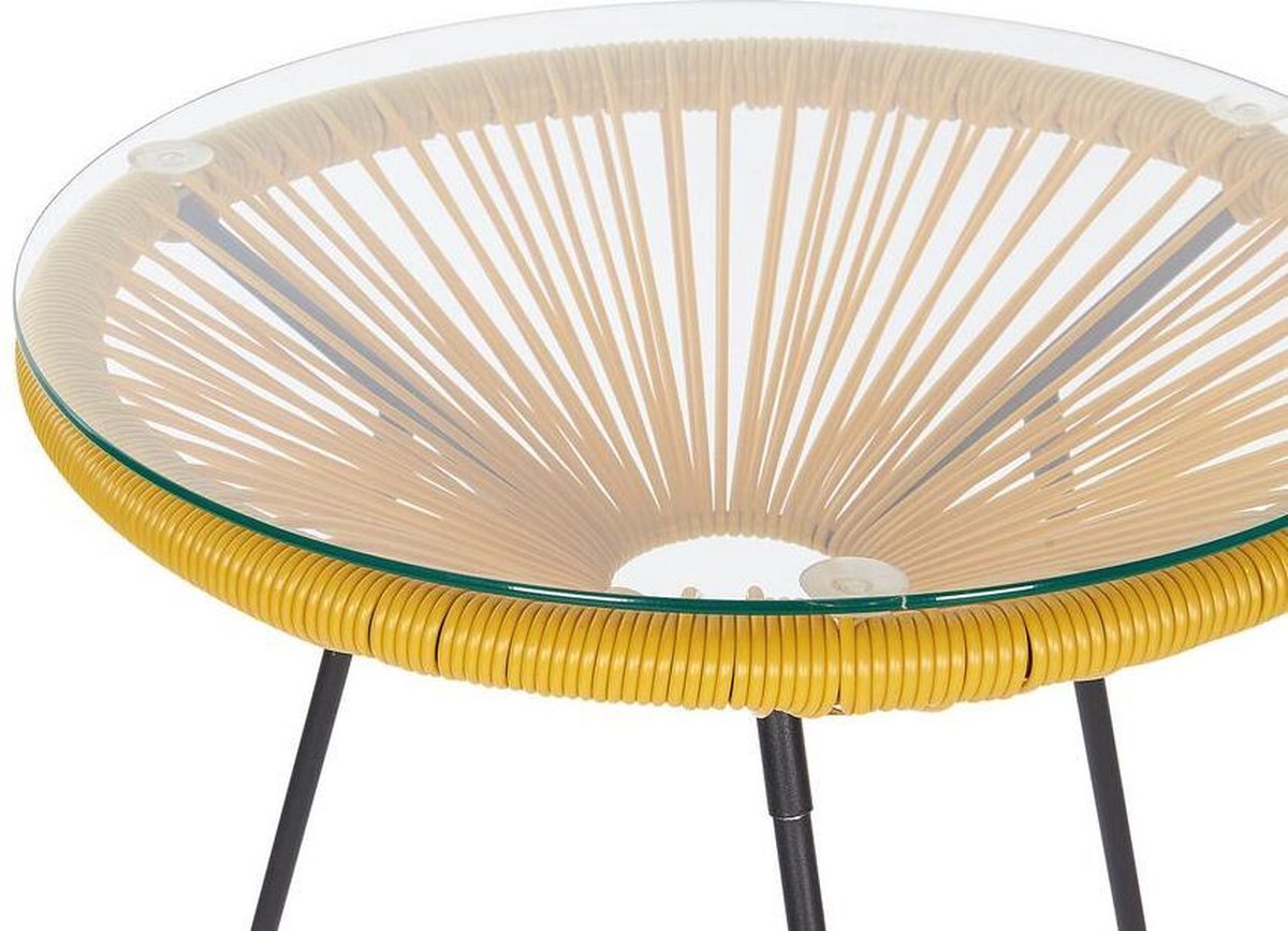 Beliani Acapulco Ii Balkonset Pe Rotan 70 X 70 Cm - Geel