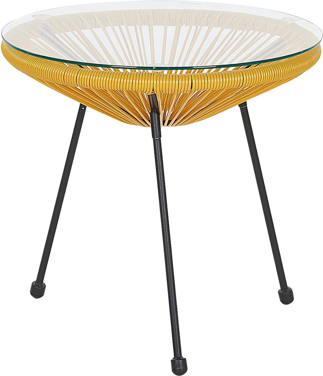 Beliani Acapulco Ii Balkonset Pe Rotan 70 X 70 Cm - Geel