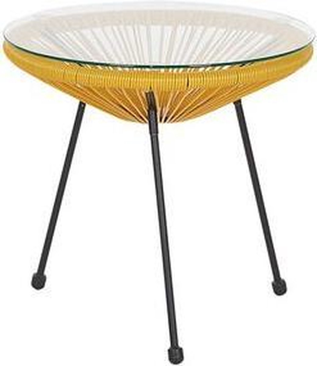 Beliani Acapulco Ii Balkonset Pe Rotan 70 X 70 Cm - Geel