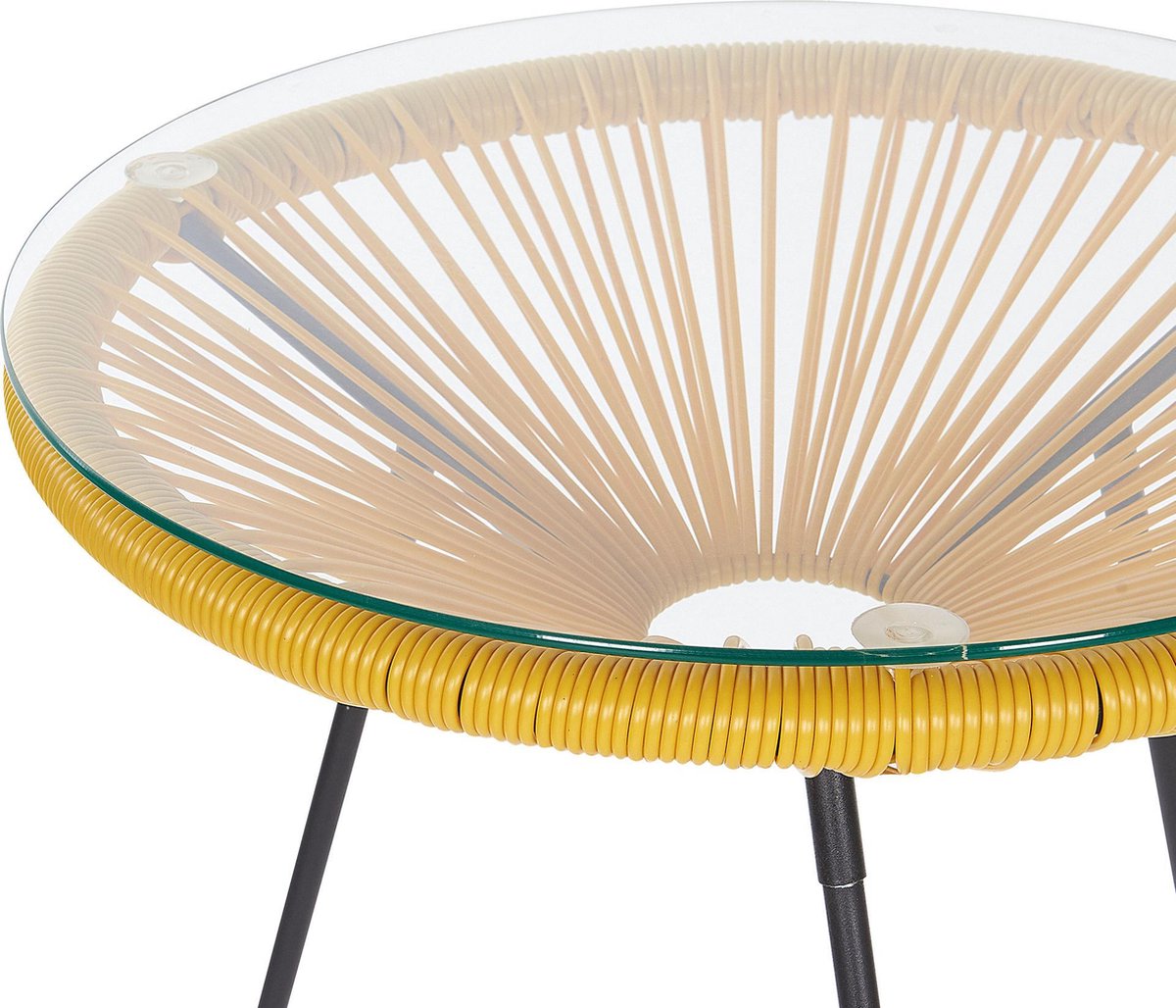 Beliani Acapulco Ii Balkonset Pe Rotan 70 X 70 Cm - Geel