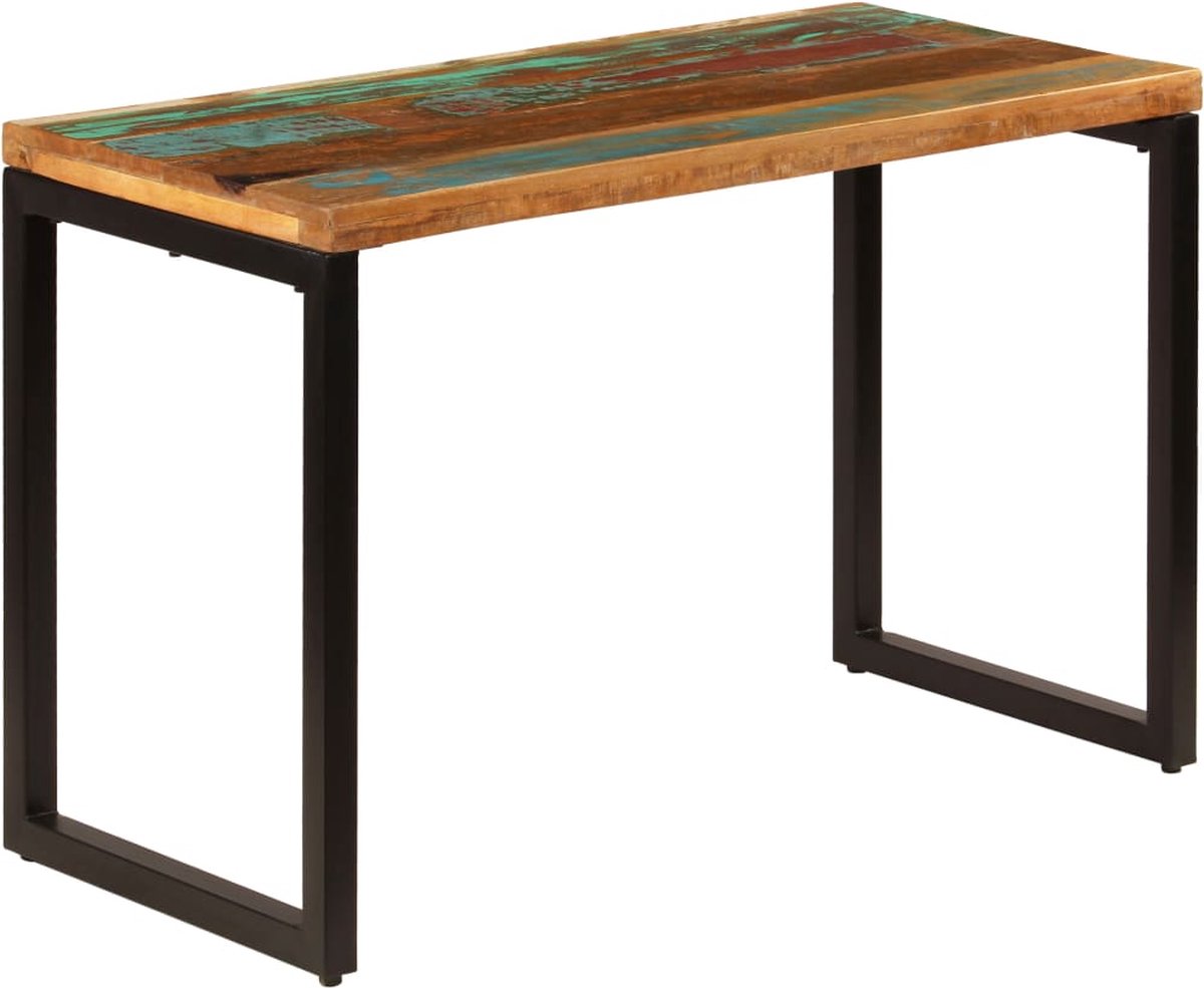 Vidaxl Eettafel 115x55x76 Cm Massief Gerecycled Hout En Staal - Marrón