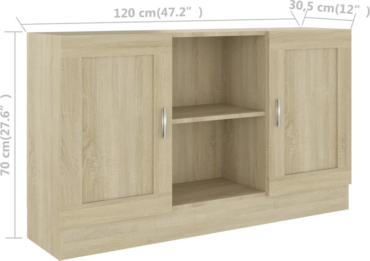 Vidaxl Dressoir 120x30,5x70 Cm Spaanplaat Sonoma Eikenkleurig - Bruin