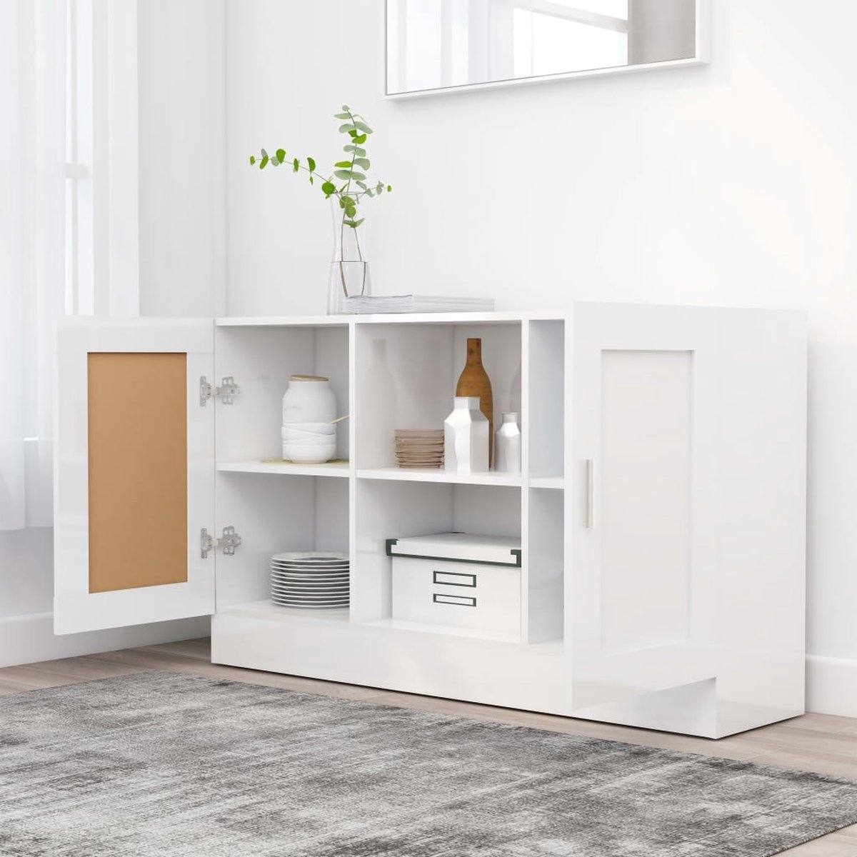 Vidaxl Dressoir 120x30,5x70 Cm Spaanplaat Hoogglans - Wit