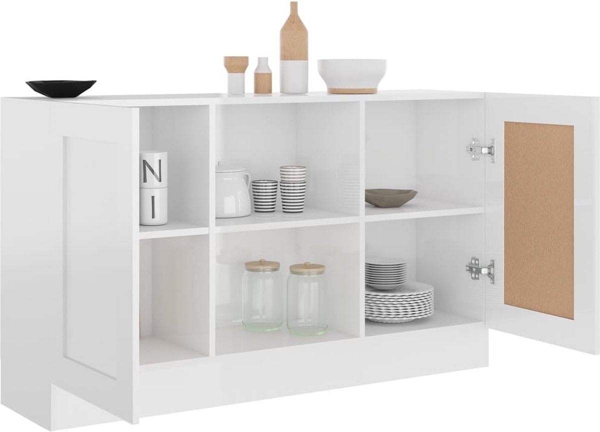 Vidaxl Dressoir 120x30,5x70 Cm Spaanplaat Hoogglans - Wit