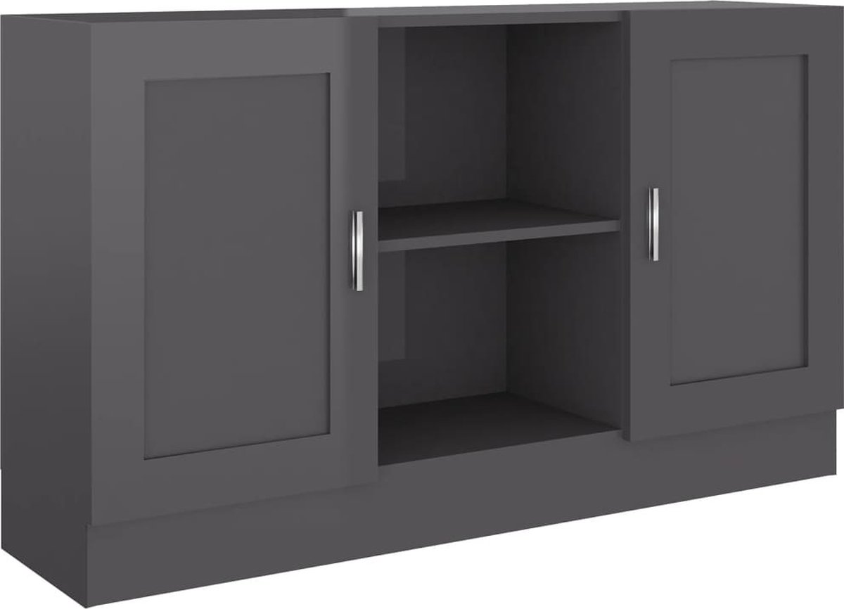 Vidaxl Dressoir 120x30,5x70 Cm Spaanplaat Hoogglans - Grijs