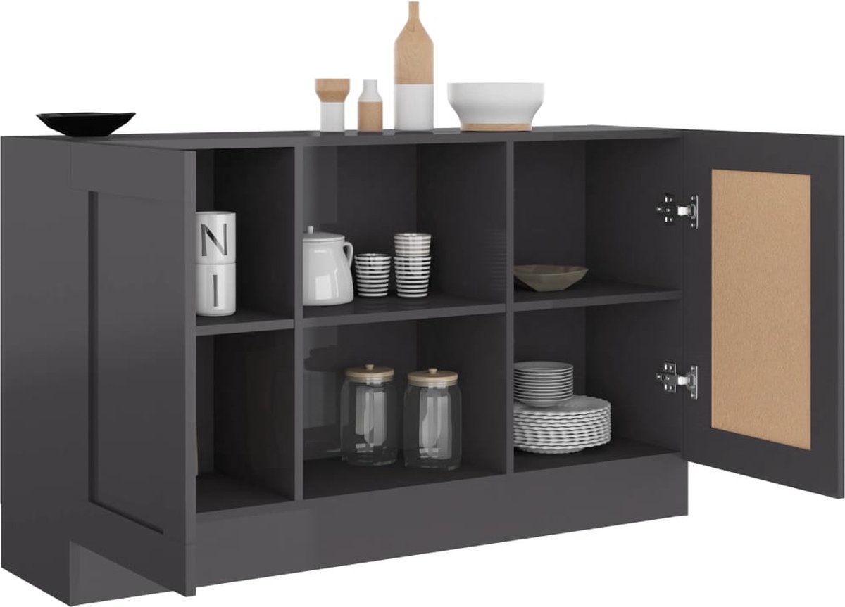 Vidaxl Dressoir 120x30,5x70 Cm Spaanplaat Hoogglans - Grijs