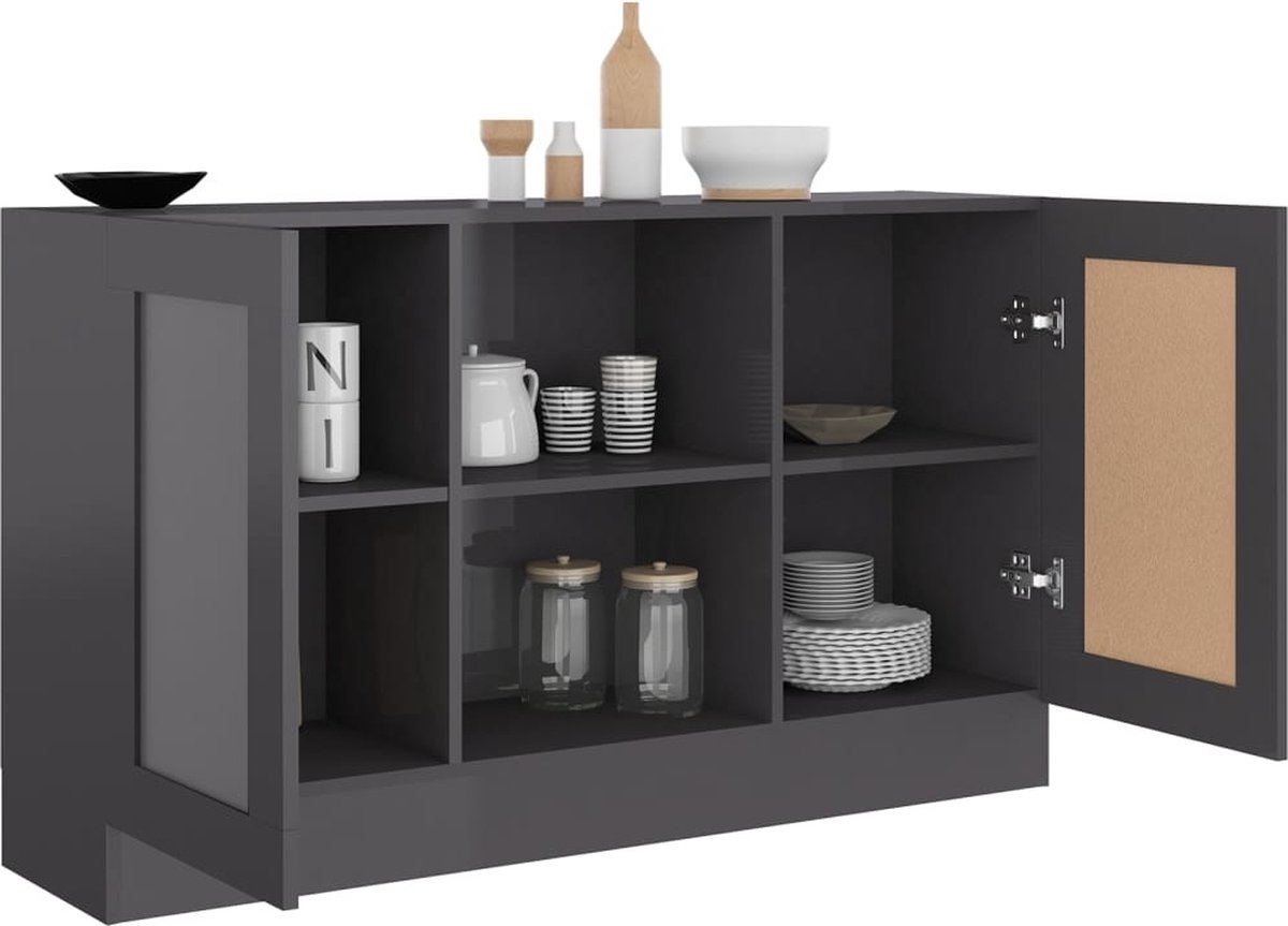 Vidaxl Dressoir 120x30,5x70 Cm Spaanplaat Hoogglans - Grijs