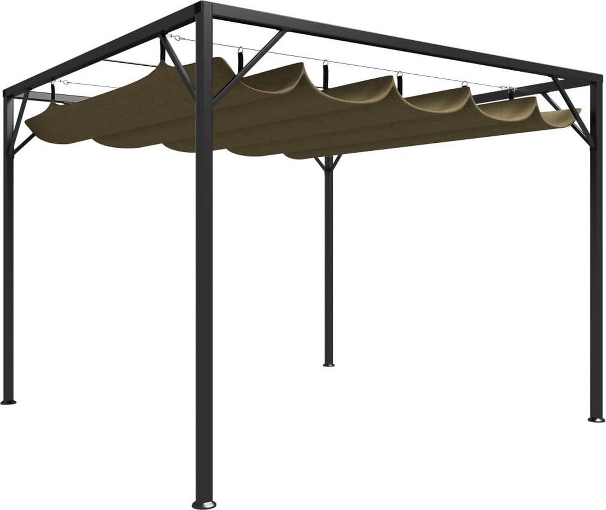 Vidaxl Tuinprieel Met Uittrekbaar Dak 180 G/m² 3x3 M Taupe