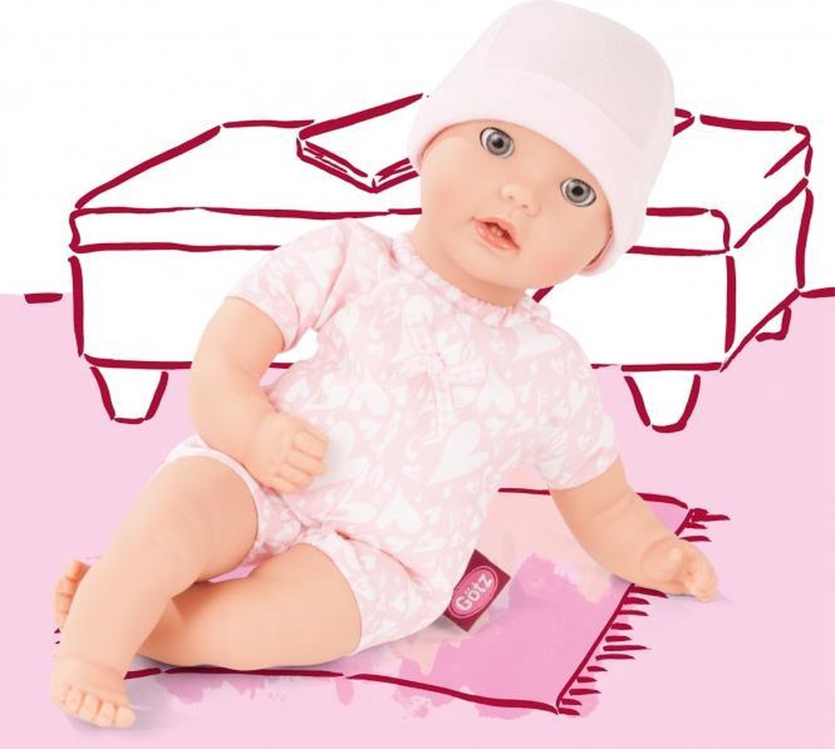 Götz Cosy-aquini To Dress, Zonder Haar, Slaapogen, 33 Cm