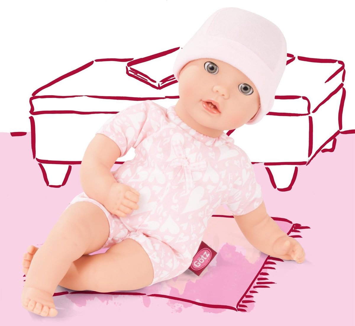 Götz Cosy-aquini To Dress, Zonder Haar, Slaapogen, 33 Cm