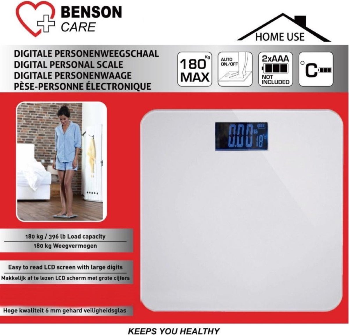 Benson - Digitale Personenweegschaal - - Wit
