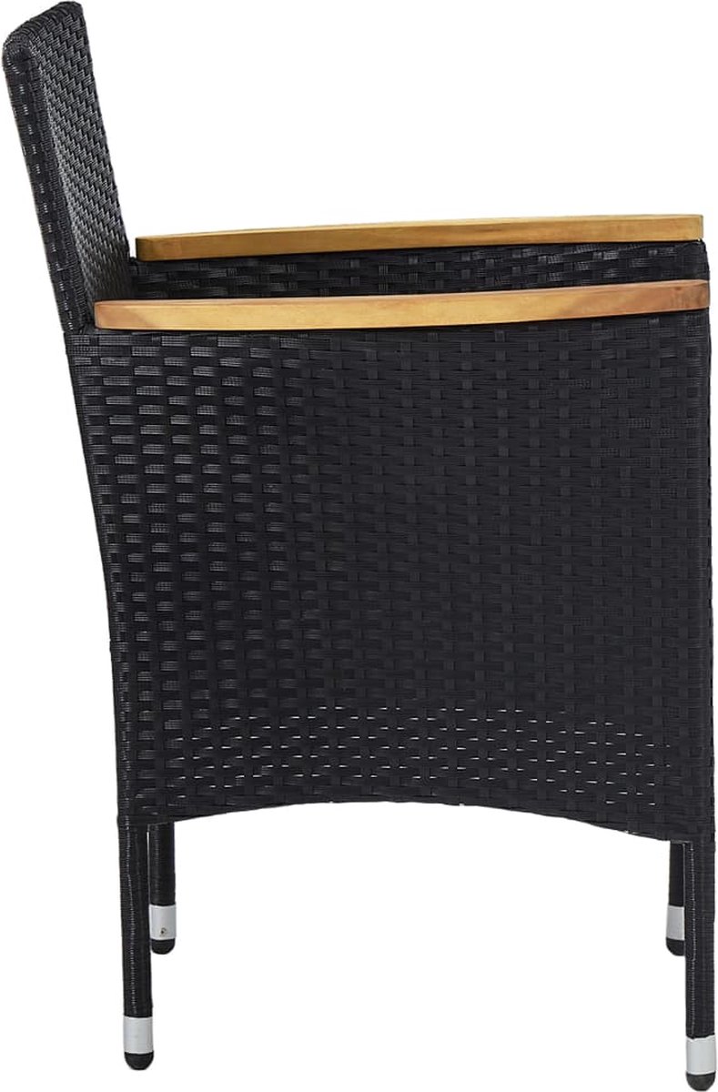 Vidaxl 5-delige Tuinset Poly Rattan En Acaciahout - Zwart