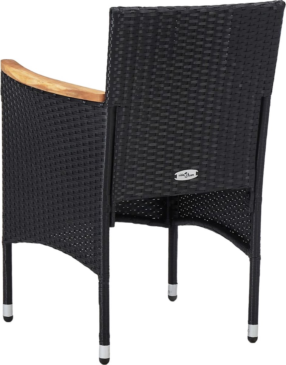 Vidaxl 5-delige Tuinset Poly Rattan En Acaciahout - Zwart