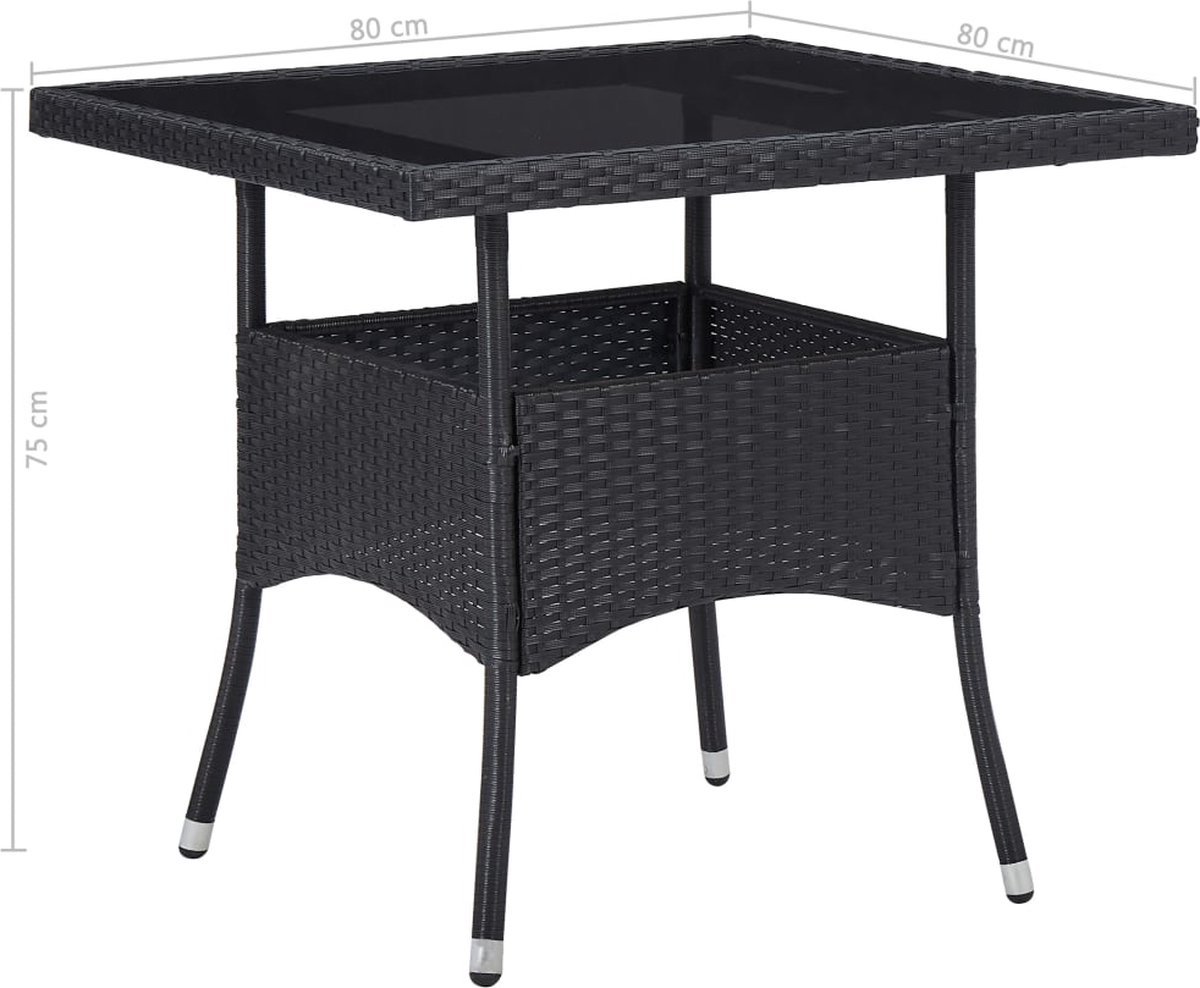 Vidaxl 5-delige Tuinset Poly Rattan En Acaciahout - Zwart