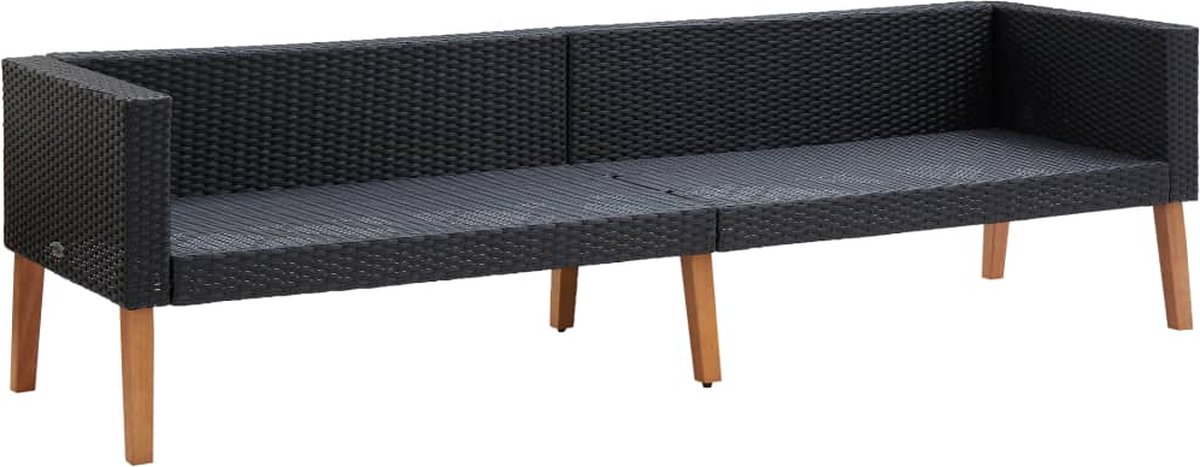 Vidaxl 3-delige Loungeset Met Kussens Poly Rattan - Zwart