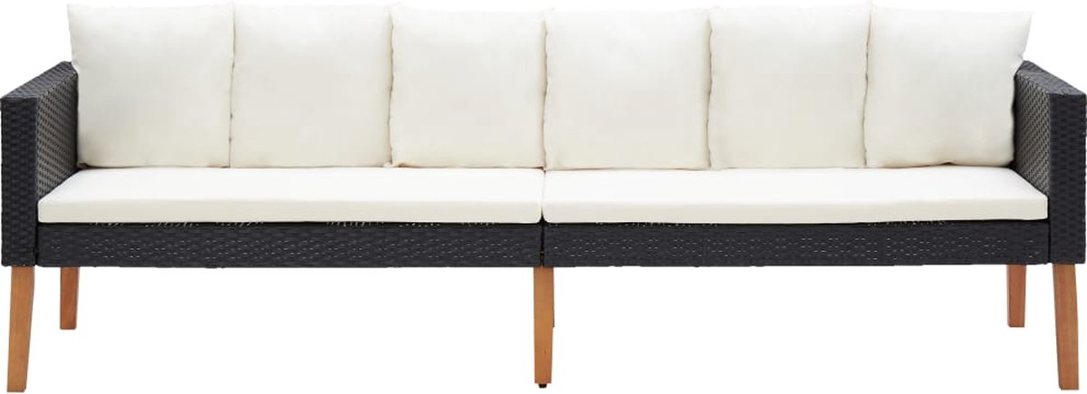 Vidaxl 3-delige Loungeset Met Kussens Poly Rattan - Zwart