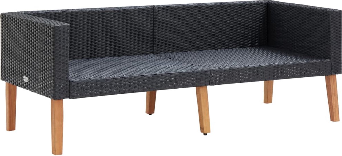 Vidaxl 3-delige Loungeset Met Kussens Poly Rattan - Zwart