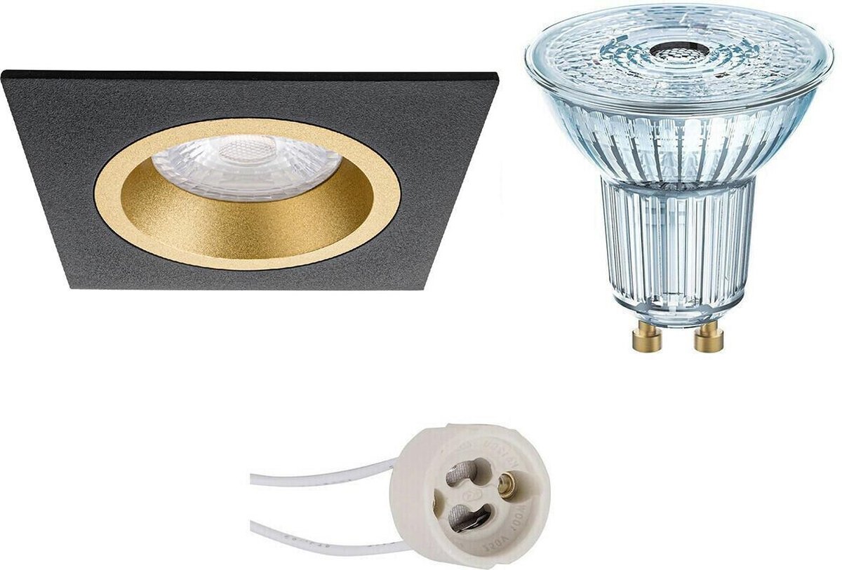 Osram - Led Spot Set - Parathom Par16 940 36d - Pragmi Rodos Pro - Gu10 Fitting - Dimbaar - Inbouw Vierkant - Mat - Zwart