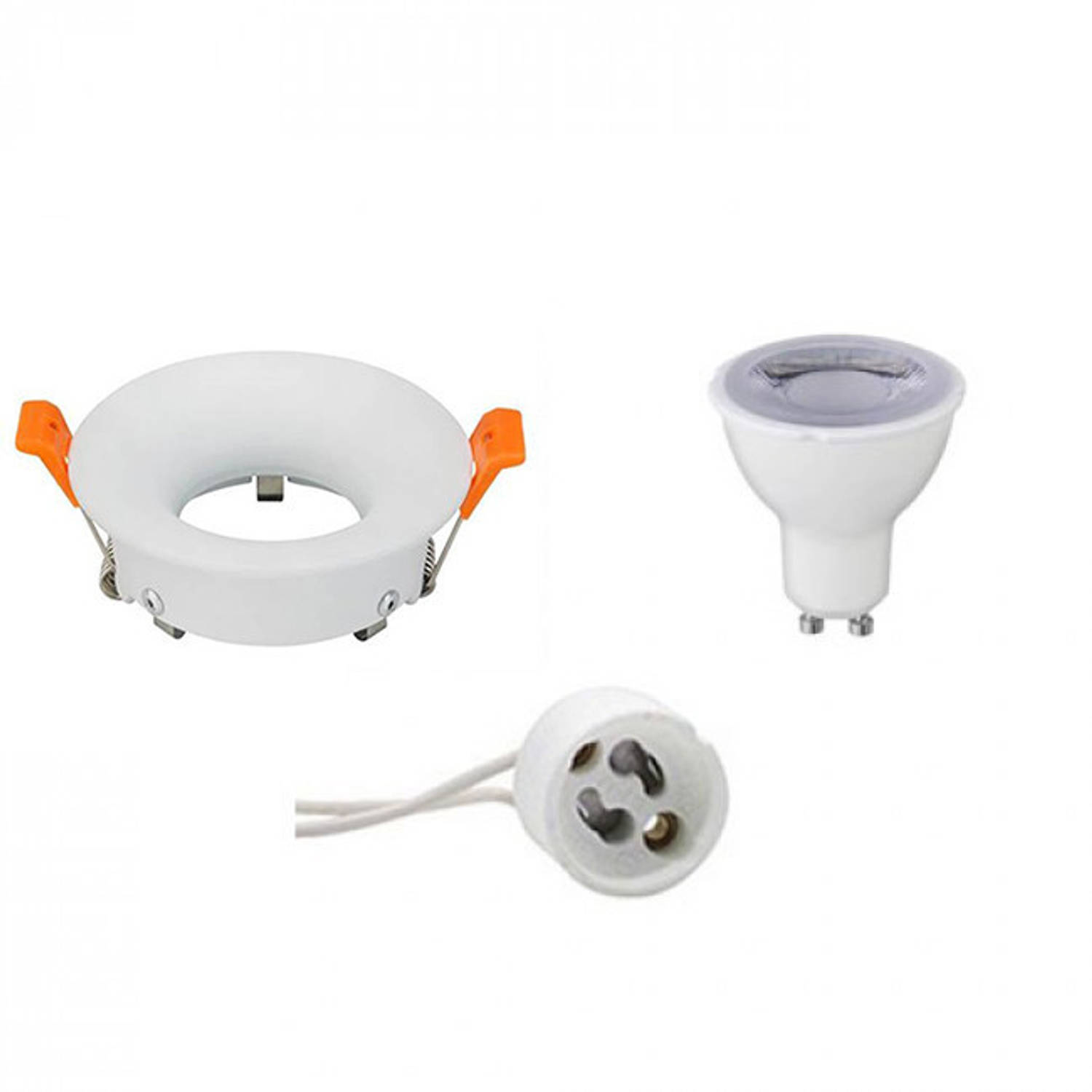 BES LED Led Spot Set - Gu10 Fitting - Dimbaar - Inbouw Rond - Mat - 6w - Warm 3000k - Ø85mm - Wit