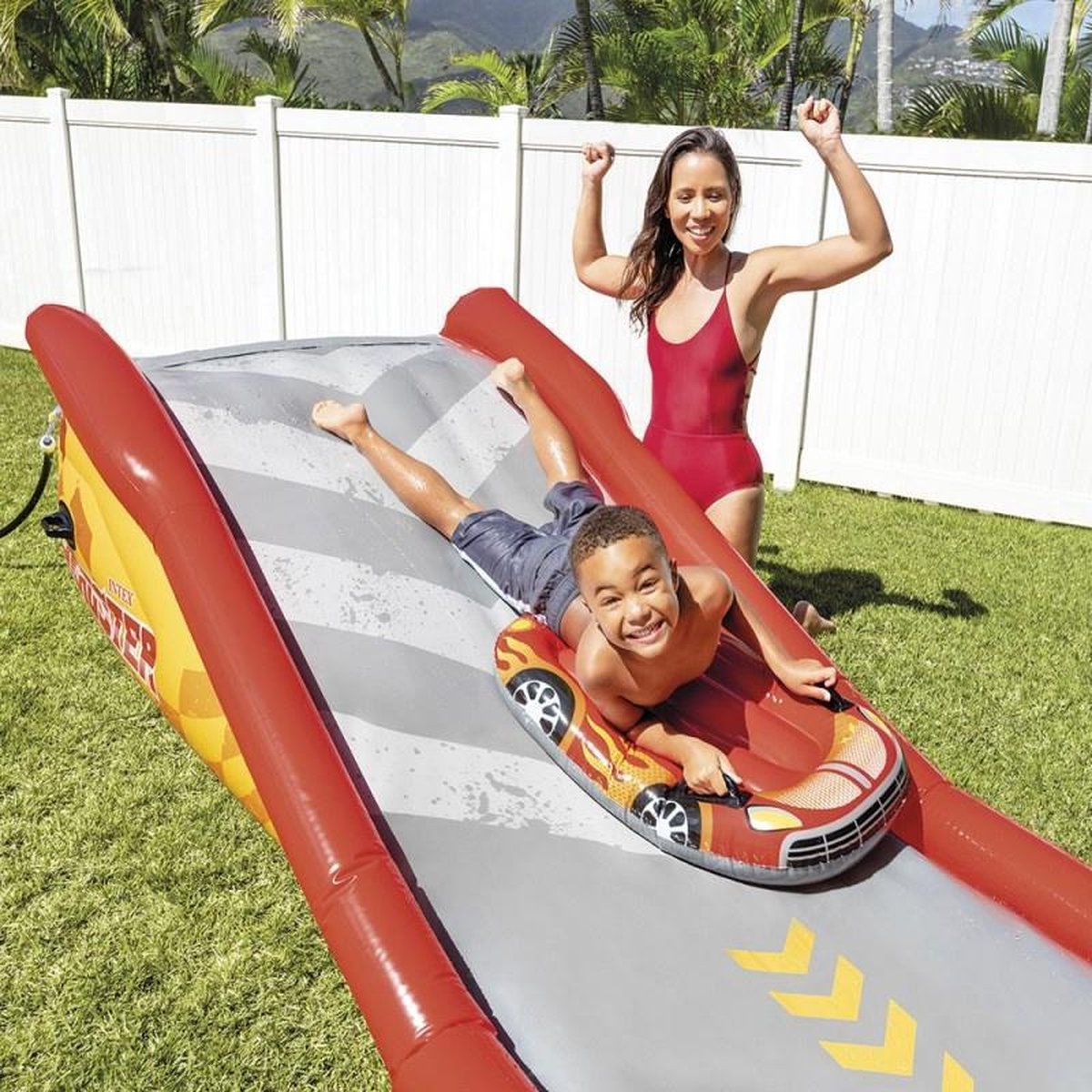 Intex Waterglijbaan Junior 5,6 X 1,2 M Vinyl Grijs/ 3-delig - Rood