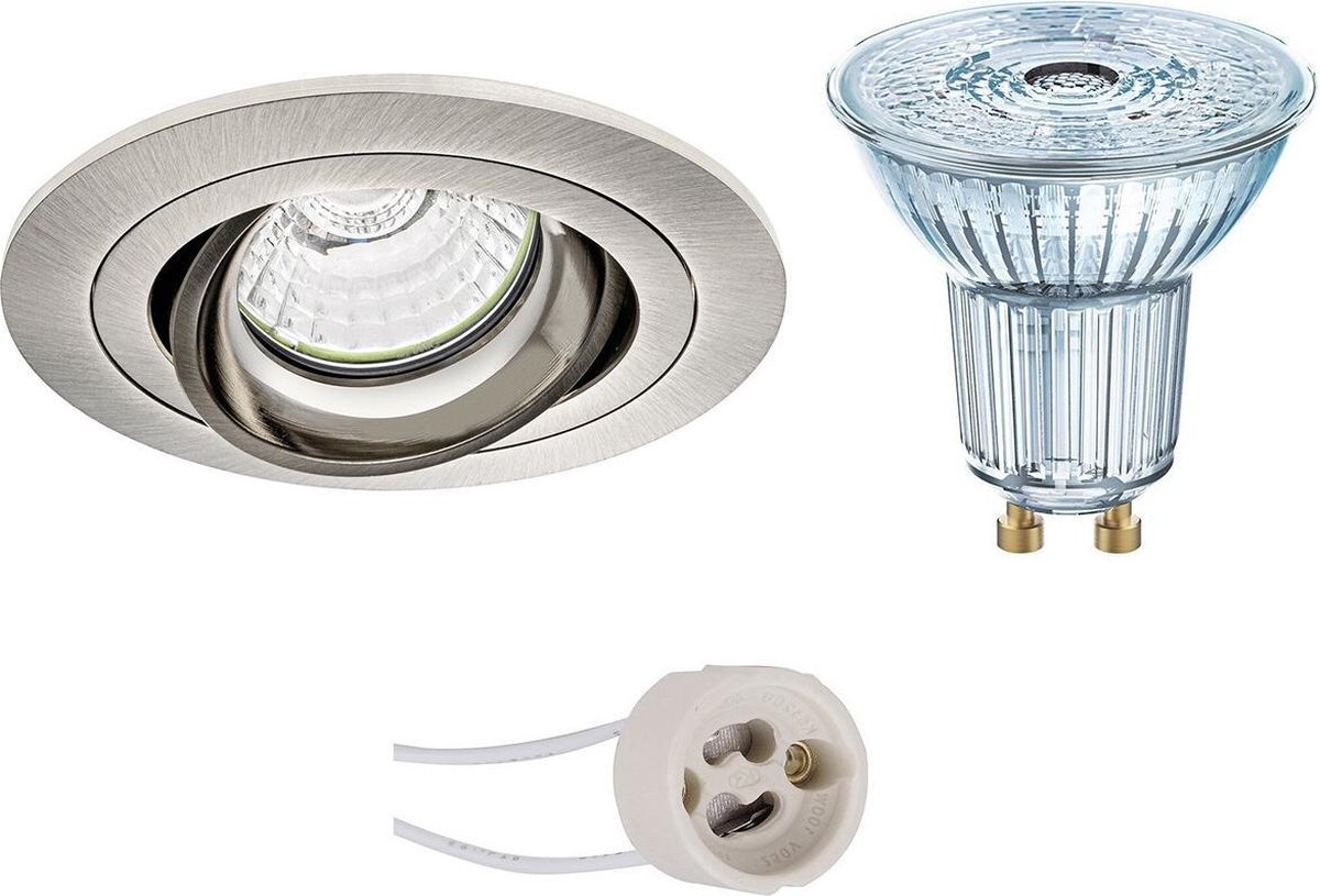 Osram - Led Spot Set - Parathom Par16 930 36d - Pragmi Alpin Pro - Gu10 Fitting - Dimbaar - Inbouw Rond - Mat Nikkel -