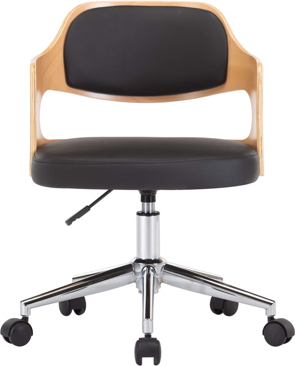 Vidaxl Eetkamerstoelen Draaibaar 6 St Gebogen Hout En Kunstleer - Zwart