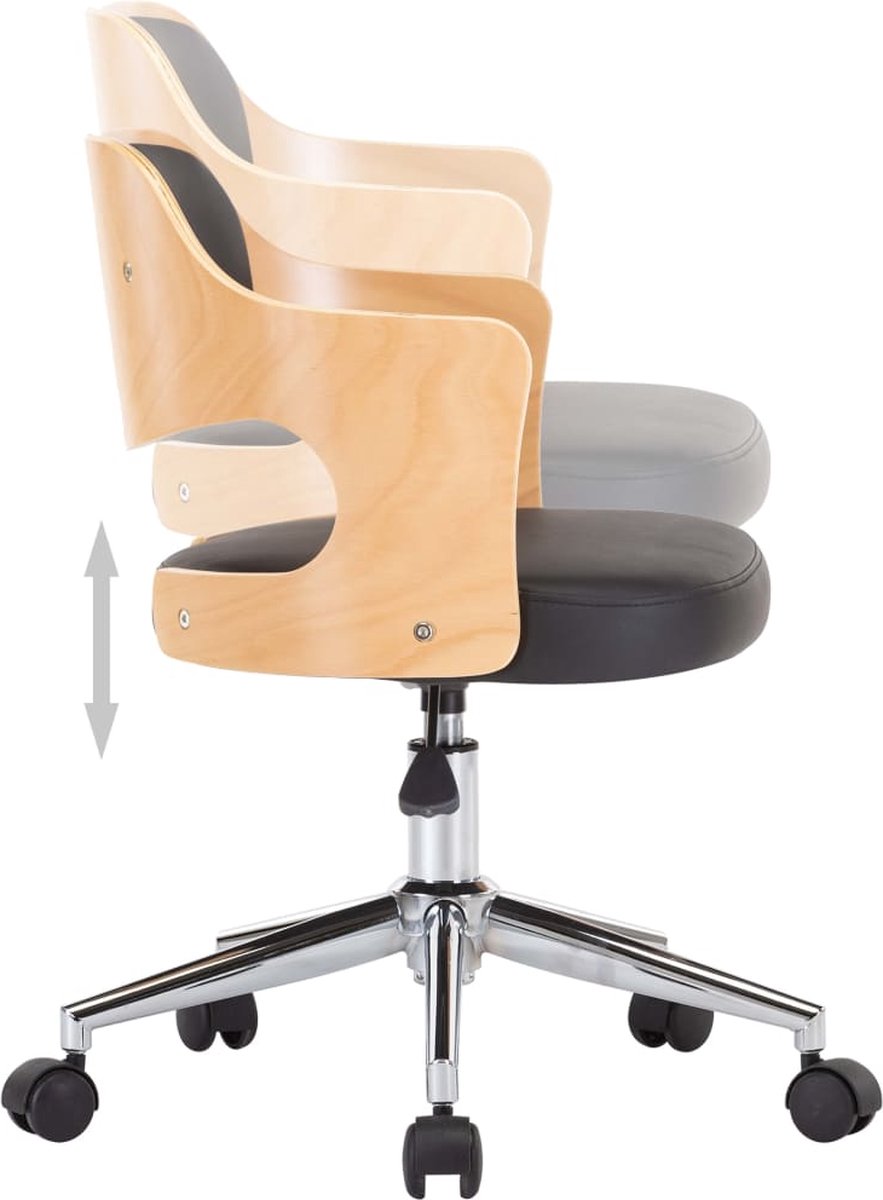 Vidaxl Eetkamerstoelen Draaibaar 6 St Gebogen Hout En Kunstleer - Zwart