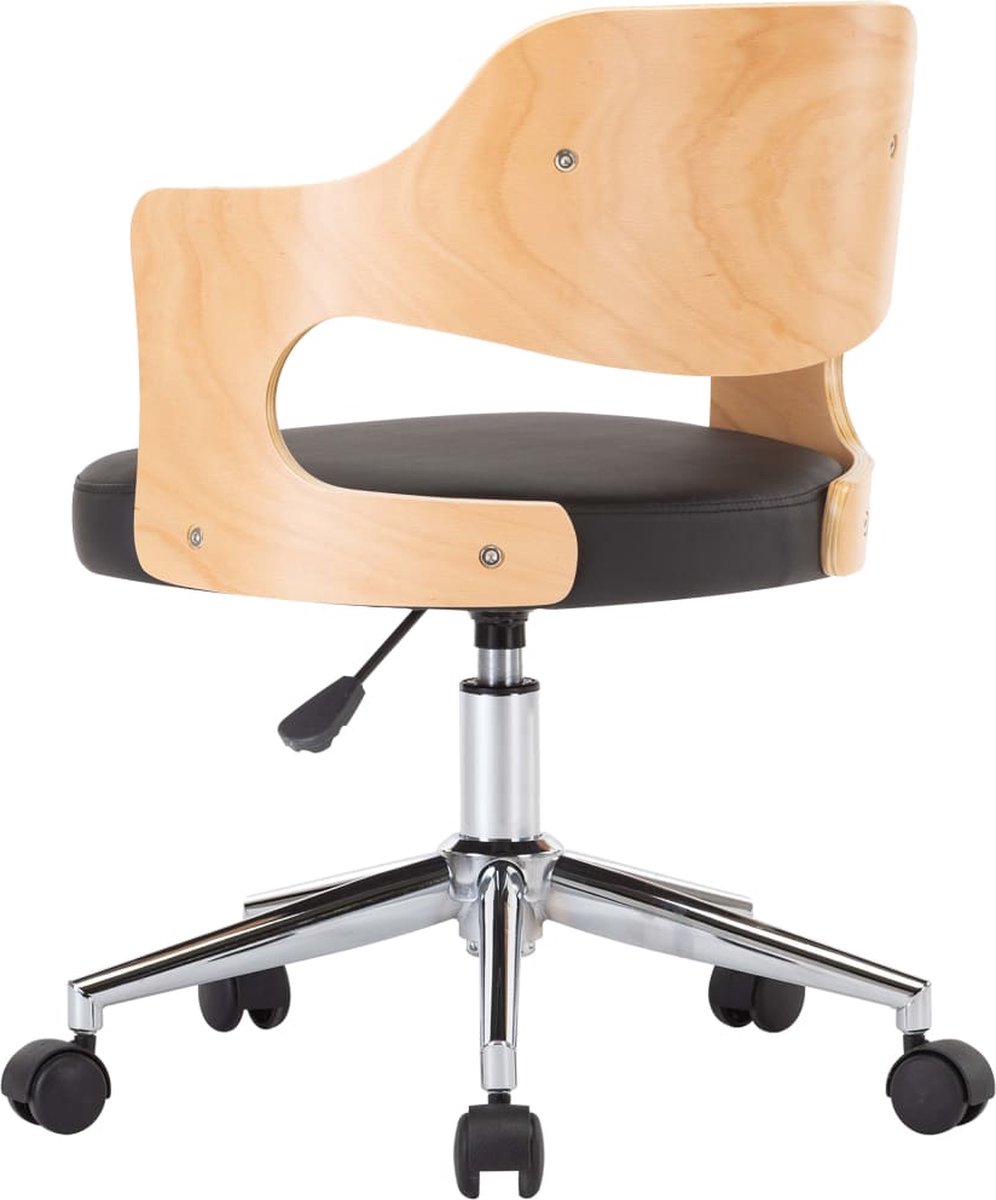 Vidaxl Eetkamerstoelen Draaibaar 6 St Gebogen Hout En Kunstleer - Zwart