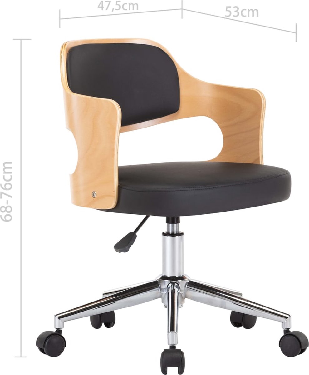 Vidaxl Eetkamerstoelen Draaibaar 6 St Gebogen Hout En Kunstleer - Zwart