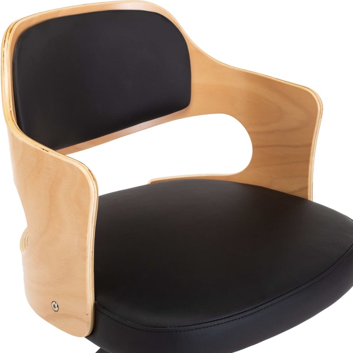 Vidaxl Eetkamerstoelen Draaibaar 6 St Gebogen Hout En Kunstleer - Zwart