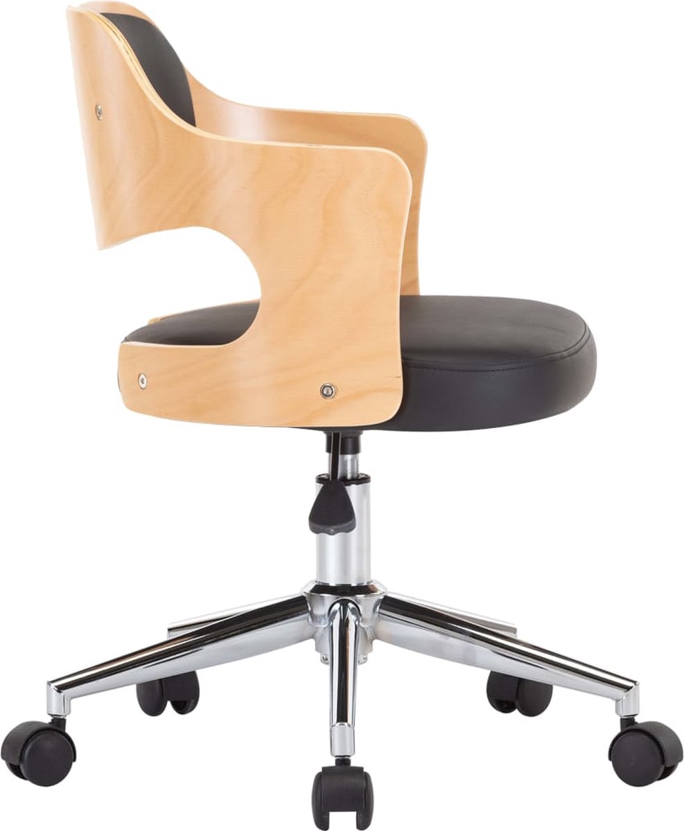 Vidaxl Eetkamerstoelen Draaibaar 6 St Gebogen Hout En Kunstleer - Zwart