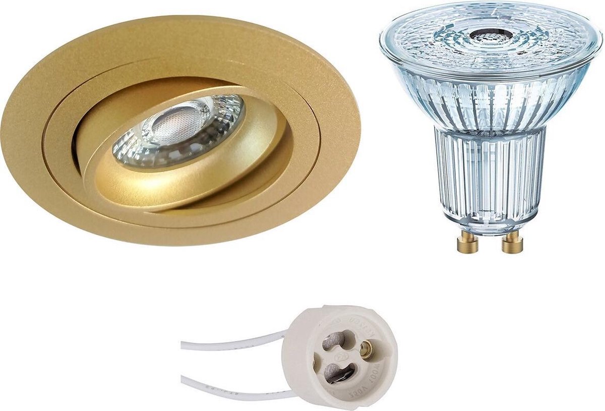 Osram - Led Spot Set - Parathom Par16 930 36d - Pragmi Alpin Pro - Gu10 Fitting - Dimbaar - Inbouw Rond - Mat - - Goud