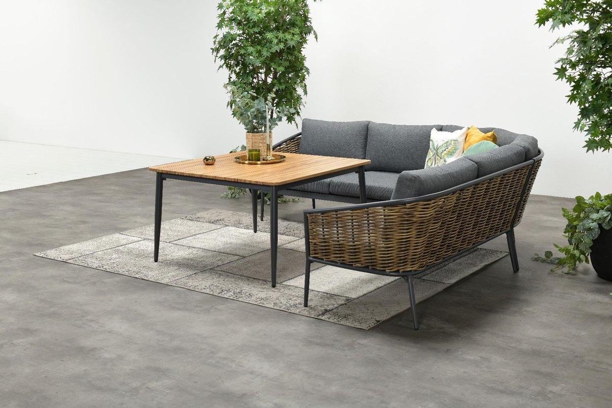 Garden Impressions San Vito Lounge Dining Set 4-delig - Donker - Grijs