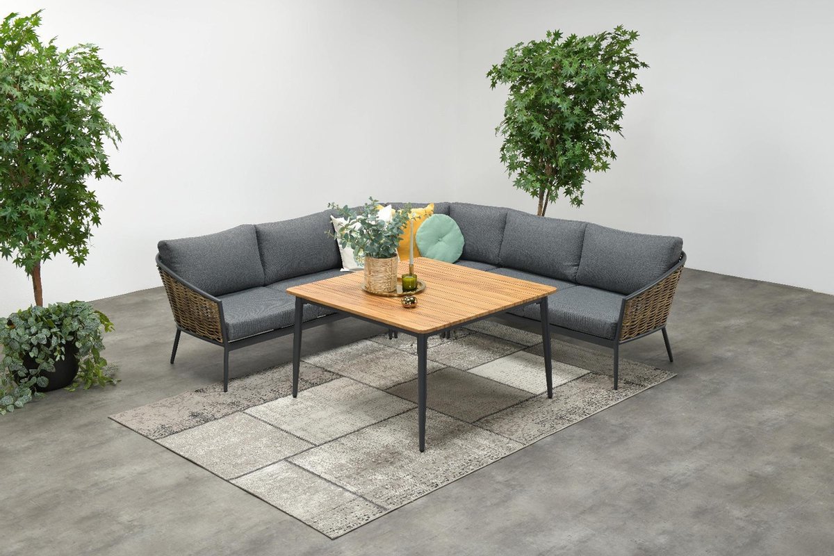 Garden Impressions San Vito Lounge Dining Set 4-delig - Donker - Grijs