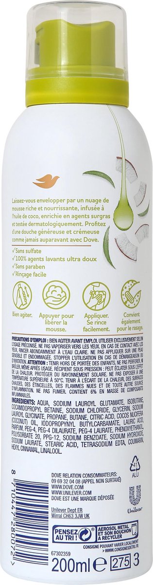 Dove Shower Foam Coconut Oil 200ml