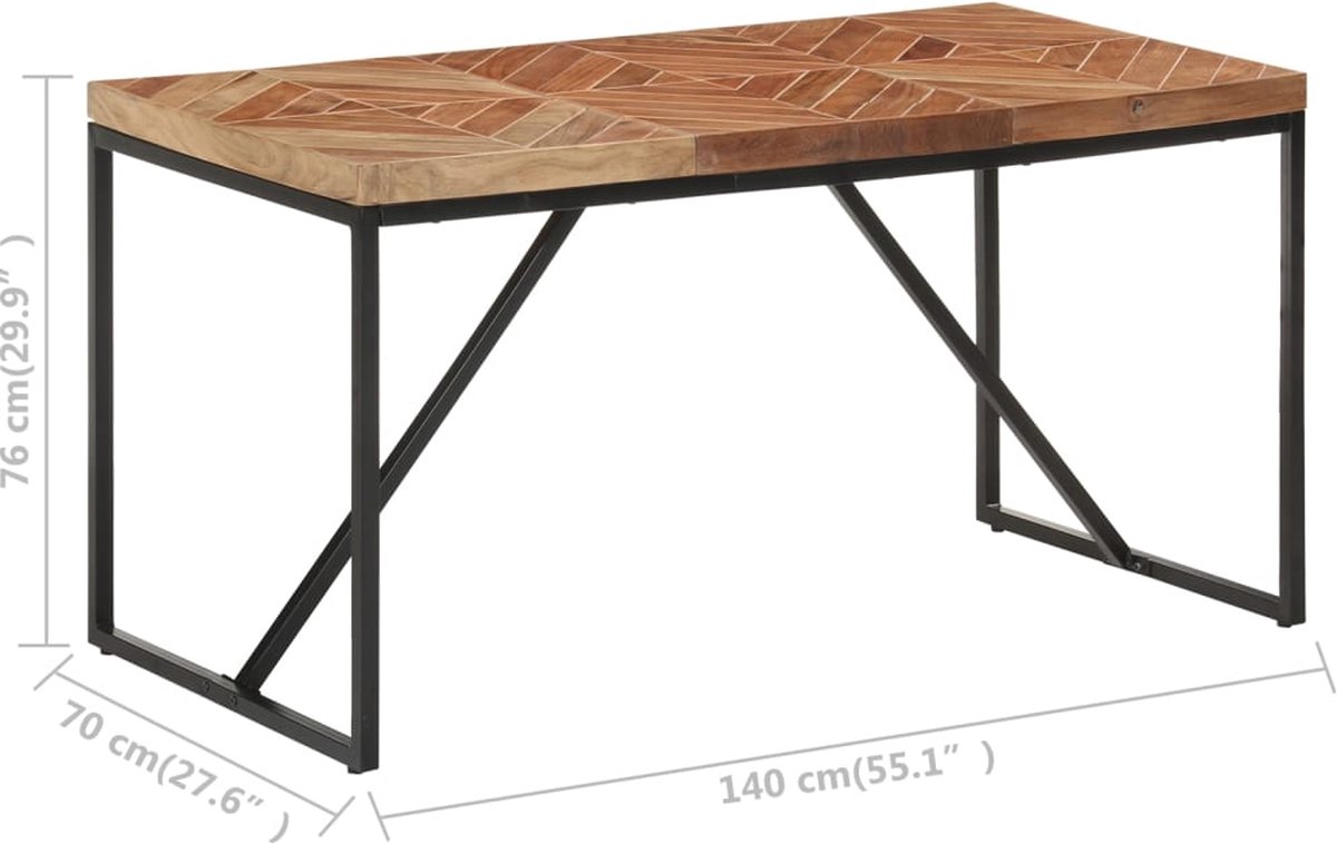 Vidaxl Eettafel 140x70x76 Cm Massief Acaciahout En Mangohout - Bruin