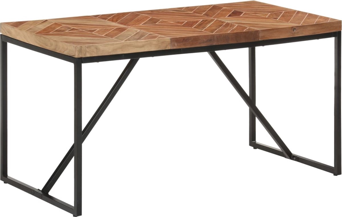 Vidaxl Eettafel 140x70x76 Cm Massief Acaciahout En Mangohout - Negro