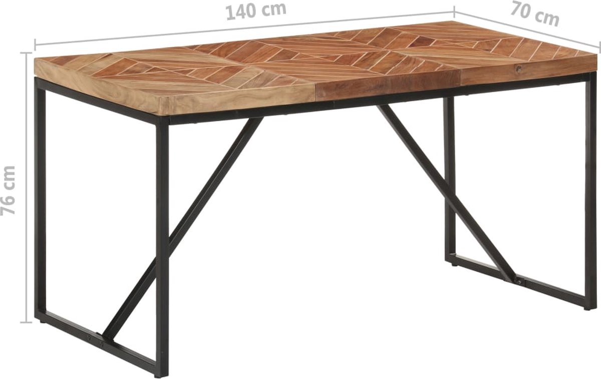 Vidaxl Eettafel 140x70x76 Cm Massief Acaciahout En Mangohout - Bruin
