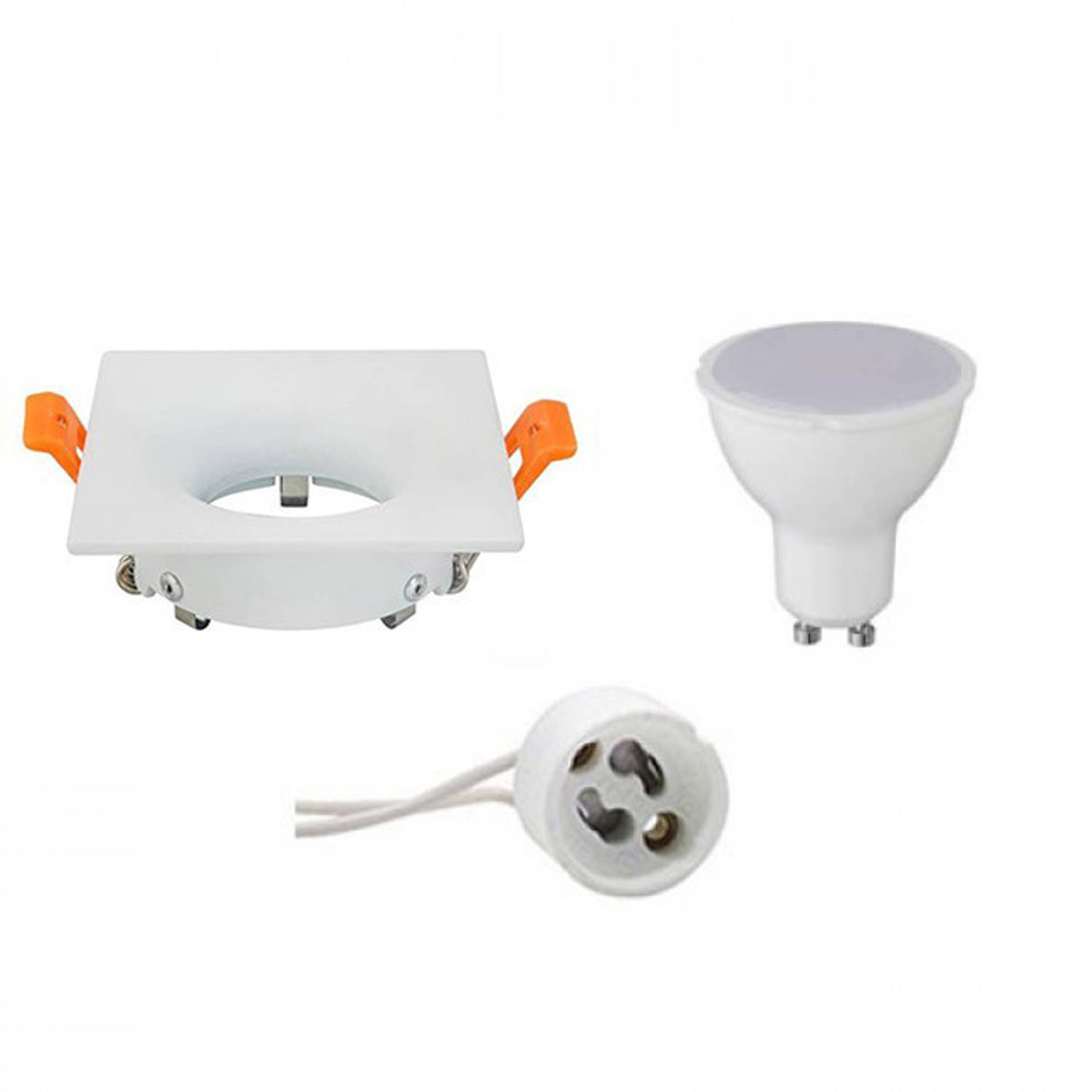 BES LED Led Spot Set - Gu10 Fitting - Inbouw Vierkant - Mat - 6w - Helder/koud 6400k - 85mm - Wit