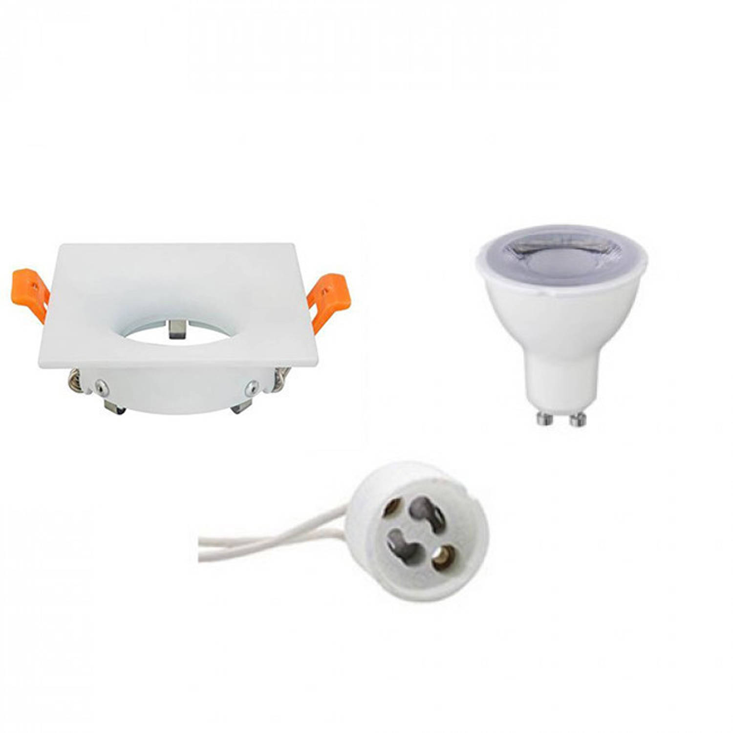 BES LED Led Spot Set - Gu10 Fitting - Dimbaar - Inbouw Vierkant - Mat - 6w - Helder/koud 6400k - 85mm - Wit