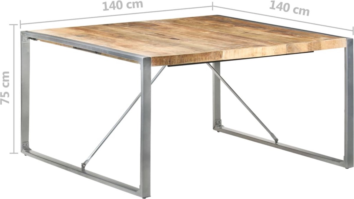 Vidaxl Eettafel 140x140x75 Cm Ruw Mangohout - Bruin